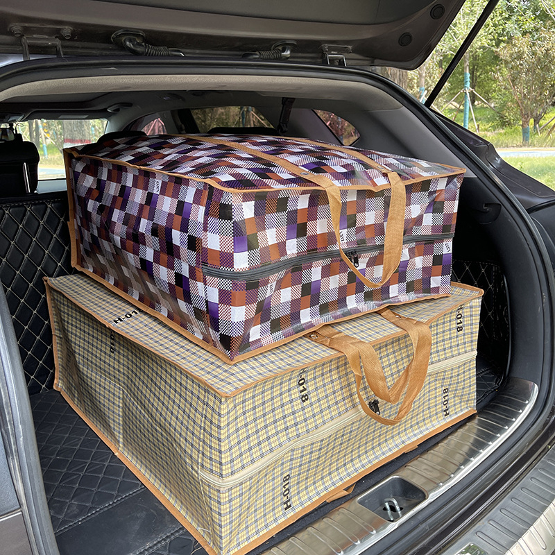 Τσάντα αποθήκευσης αποσκευών, μη υφαντό ύφασμα με επίστρωση, χωρητικότητα 56–75 L, αδιάβροχη και ανθεκτική στη φθορά, καρό μοτίβο