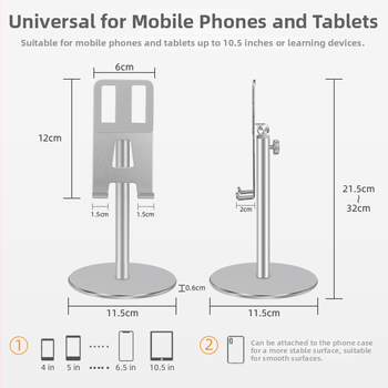 Nastaviteľný držiak na telefón a tablet na stolný stojan – hliníková zliatina, silikónové podložky, model GL083, univerzálna kompatibilita