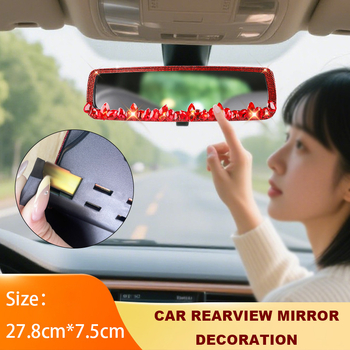 Декоративна капачка за огледало за обратно виждане на автомобил с красиви корейски диамантени акценти, монтаж с клипс, универсално пасване, оригинален стил