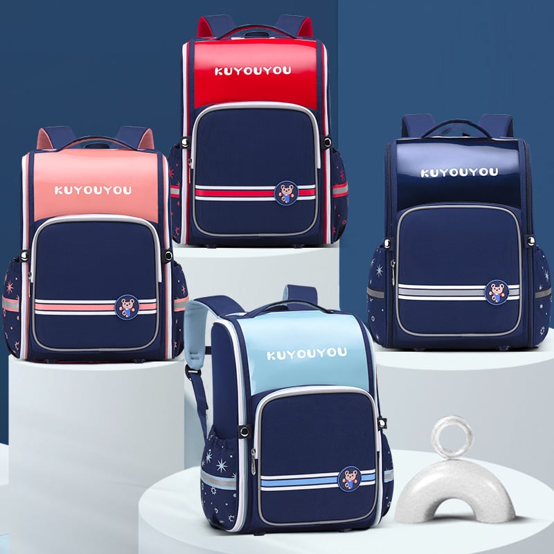 Τσάντα σχολική από PU δέρμα για δημοτικό με προστασία της σπονδυλικής στήλης και μείωση φόρτου, κυρτή ιμάντας ώμου, επένδυση πολυεστέρα, μονοχρωμία