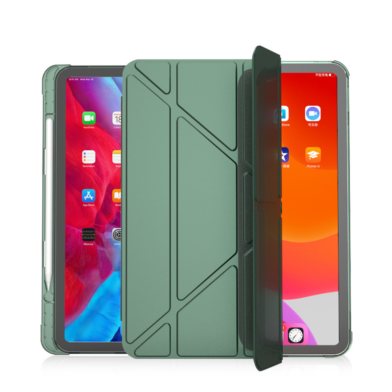 Silikonska zaštitna maska za iPad 12.9/9.7/11 Pro s pretincem za olovku, višestruko sklopivi držač, otpornost na padove