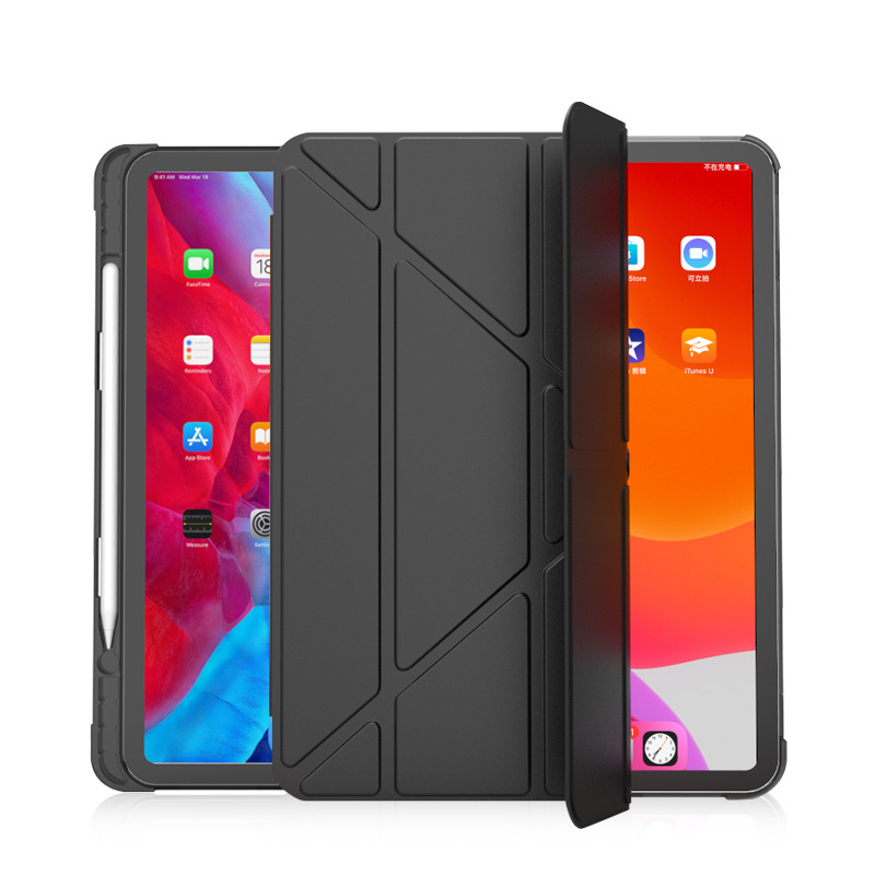 Silikonska zaštitna maska za iPad 12.9/9.7/11 Pro s pretincem za olovku, višestruko sklopivi držač, otpornost na padove