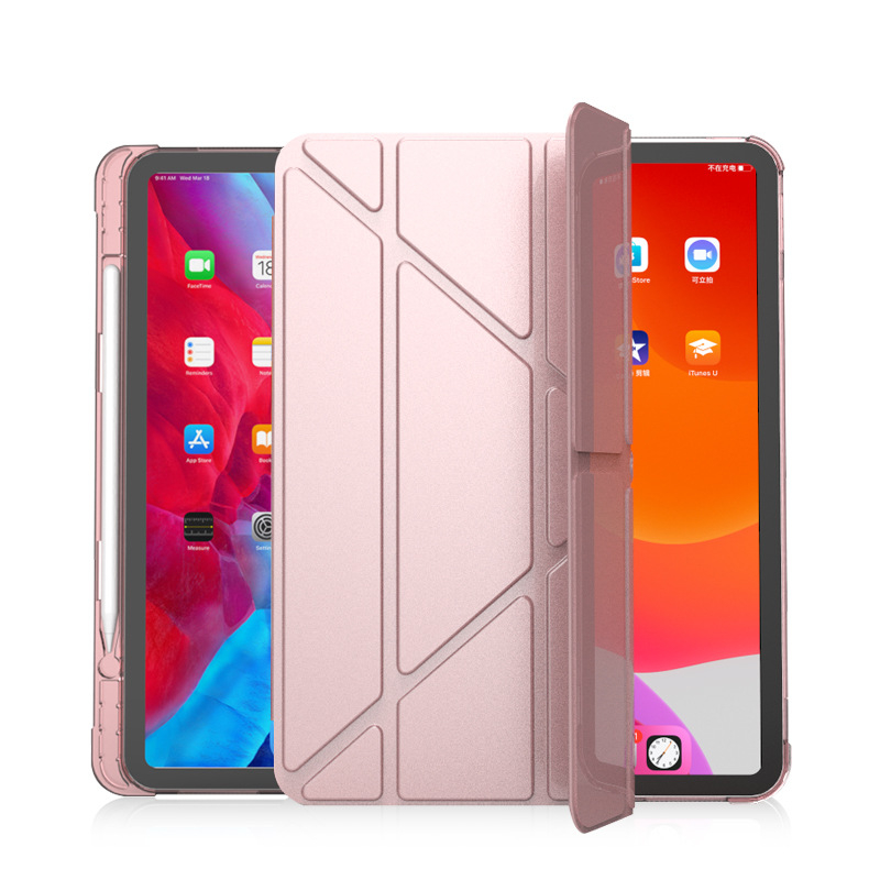 Silikonska zaštitna maska za iPad 12.9/9.7/11 Pro s pretincem za olovku, višestruko sklopivi držač, otpornost na padove