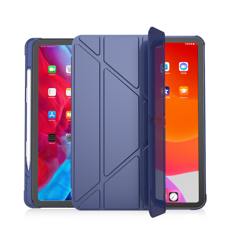 Silikonska zaštitna maska za iPad 12.9/9.7/11 Pro s pretincem za olovku, višestruko sklopivi držač, otpornost na padove