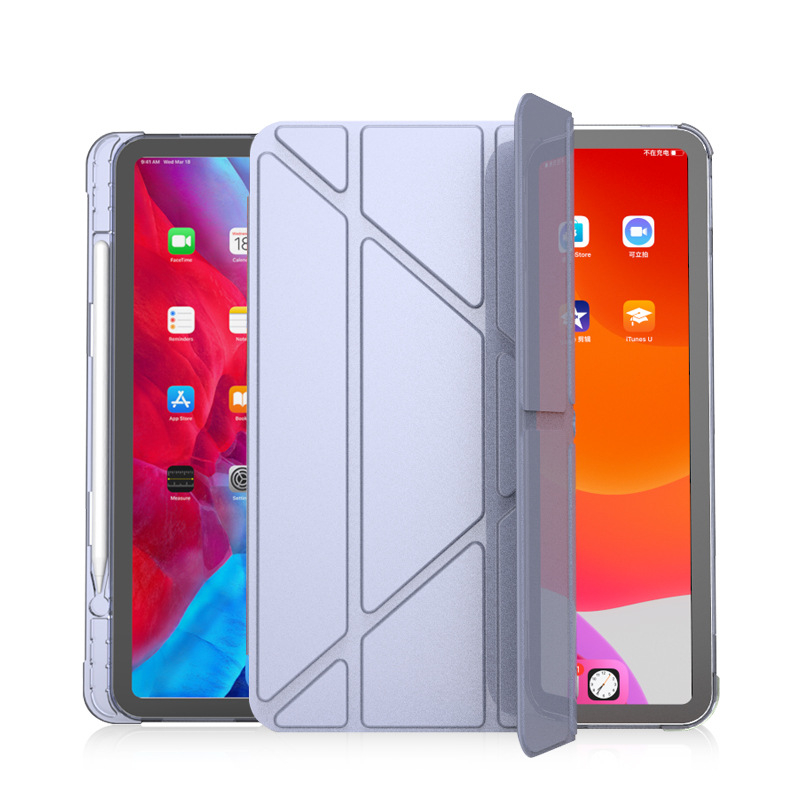 Silikonska zaštitna maska za iPad 12.9/9.7/11 Pro s pretincem za olovku, višestruko sklopivi držač, otpornost na padove