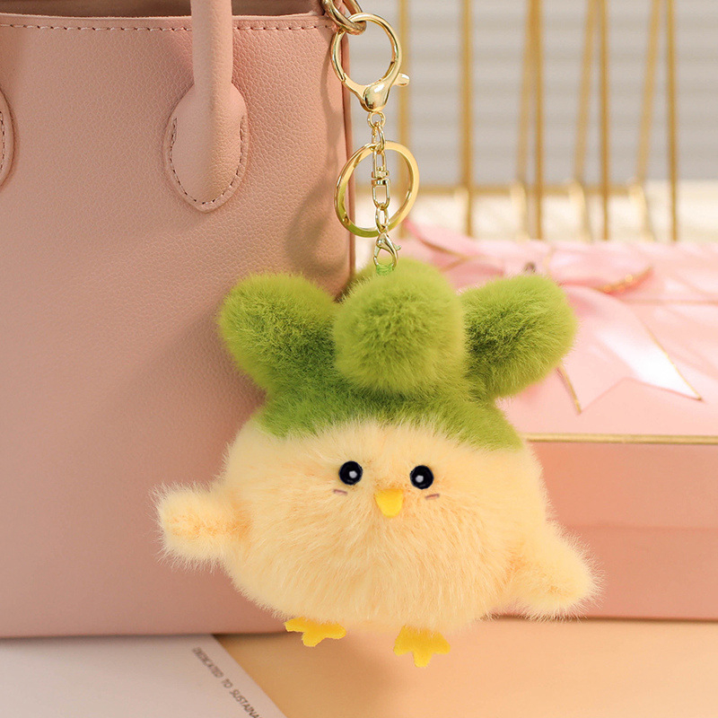 Λούτρινο πουλί‑κούκλα με ήχο, γέμισμα από PP βαμβάκι, κοντή βελούδινη γούνα, συσκευασία σε διχτυωτή σακούλα, για ηλικίες 14+