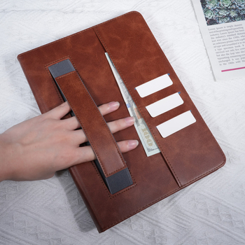 Carcasă de protecție pentru iPad Pro, TPU+piele, cu suport și slot pentru carduri, rezistentă la șocuri, realizată manual (Material: TPU+piele; Suport; Slot pentru carduri; Rezistență la șocuri; Realizată manual)