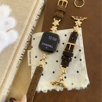 Corduroy narukvica s kapljicom bisera i zvjezdicom za Apple Watch