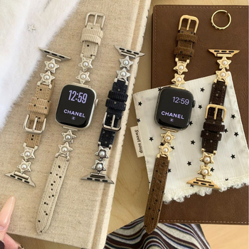 Corduroy narukvica s kapljicom bisera i zvjezdicom za Apple Watch