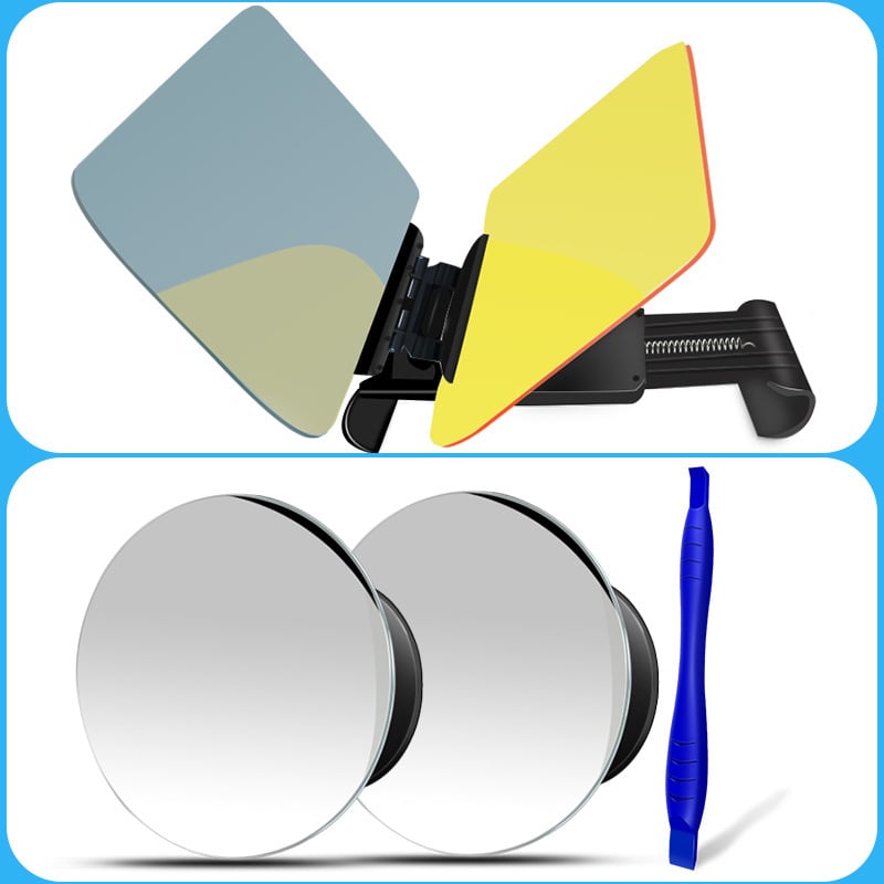 Антибляк огледало за кола, монтаж с лепило, универсално пасване, прост стил