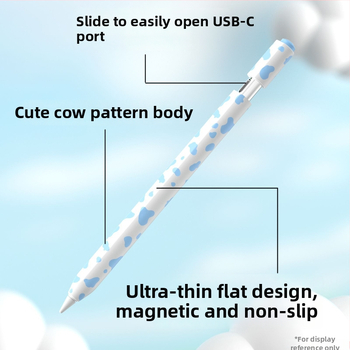 Silikónový ochranný kryt pre Apple Pencil 3. generácie (USB-C) – kraví vzor, prenosný dizajn, proti otlačkom prstov, možnosť prispôsobenia