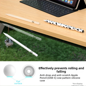 Silikónový ochranný kryt pre Apple Pencil 3. generácie (USB-C) – kraví vzor, prenosný dizajn, proti otlačkom prstov, možnosť prispôsobenia