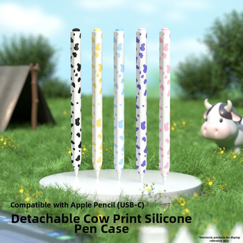 Silikónový ochranný kryt pre Apple Pencil 3. generácie (USB-C) – kraví vzor, prenosný dizajn, proti otlačkom prstov, možnosť prispôsobenia