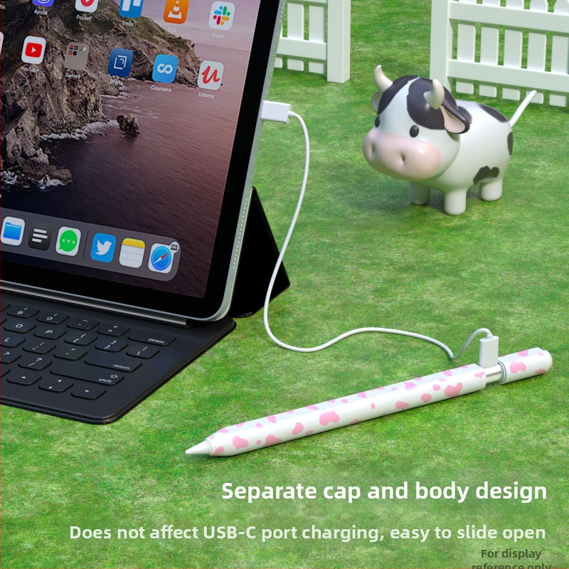 Silikónový ochranný kryt pre Apple Pencil 3. generácie (USB-C) – kraví vzor, prenosný dizajn, proti otlačkom prstov, možnosť prispôsobenia