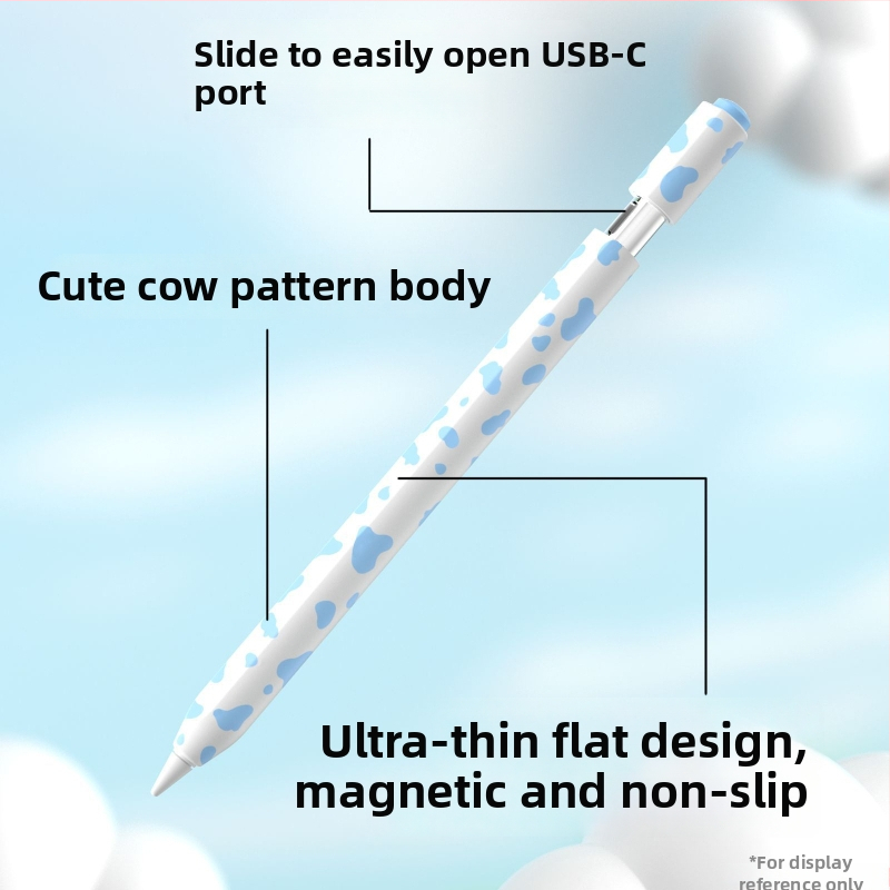Silikónový ochranný kryt pre Apple Pencil 3. generácie (USB-C) – kraví vzor, prenosný dizajn, proti otlačkom prstov, možnosť prispôsobenia