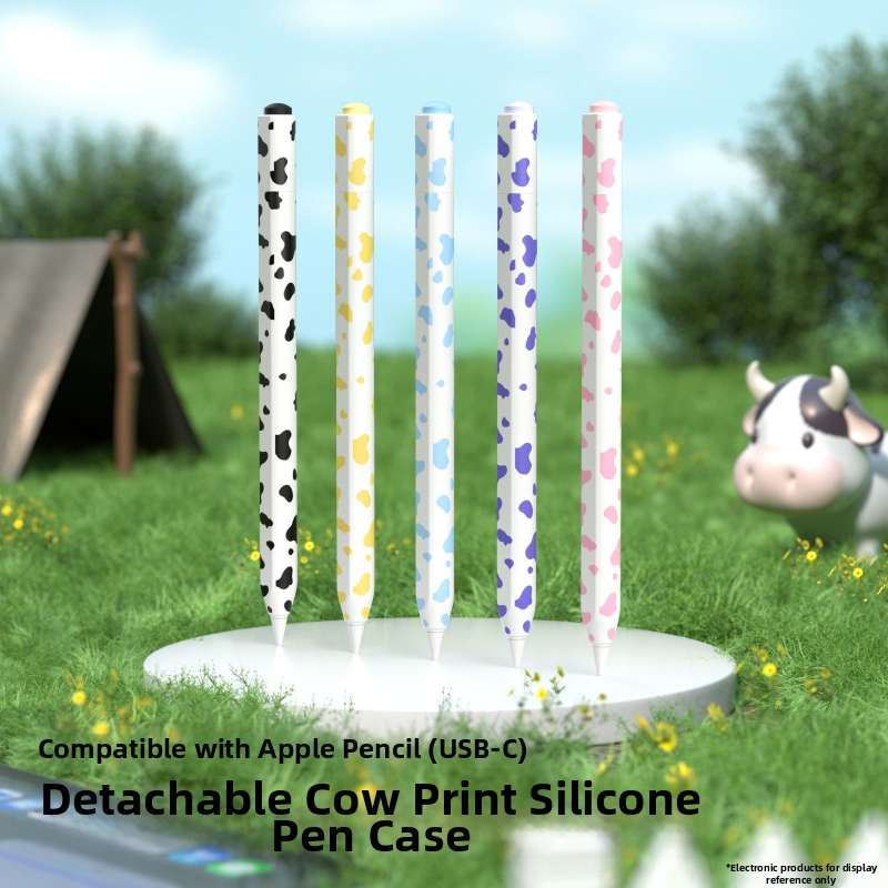 Silikónový ochranný kryt pre Apple Pencil 3. generácie (USB-C) – kraví vzor, prenosný dizajn, proti otlačkom prstov, možnosť prispôsobenia