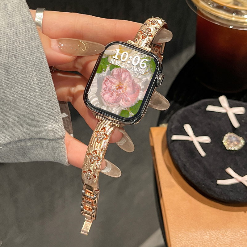 Buccellati-inspirirana metalna narukvica za Apple Watch S10 – ženski metalni kaiš, 38–49 mm
