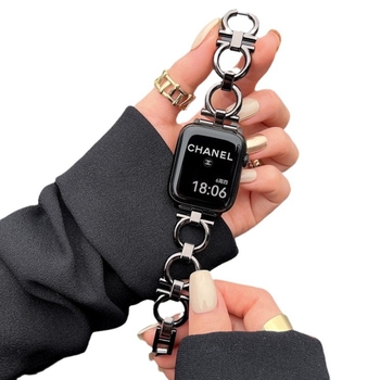 Brățară din lanț metalic pentru Apple Watch Series 8/9 Ultra și iWatch SE S765 – lansată în 2023, ambalaj OPP, stil fashion
