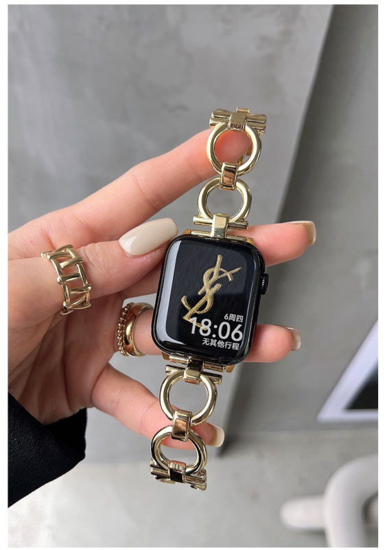 Brățară din lanț metalic pentru Apple Watch Series 8/9 Ultra și iWatch SE S765 – lansată în 2023, ambalaj OPP, stil fashion