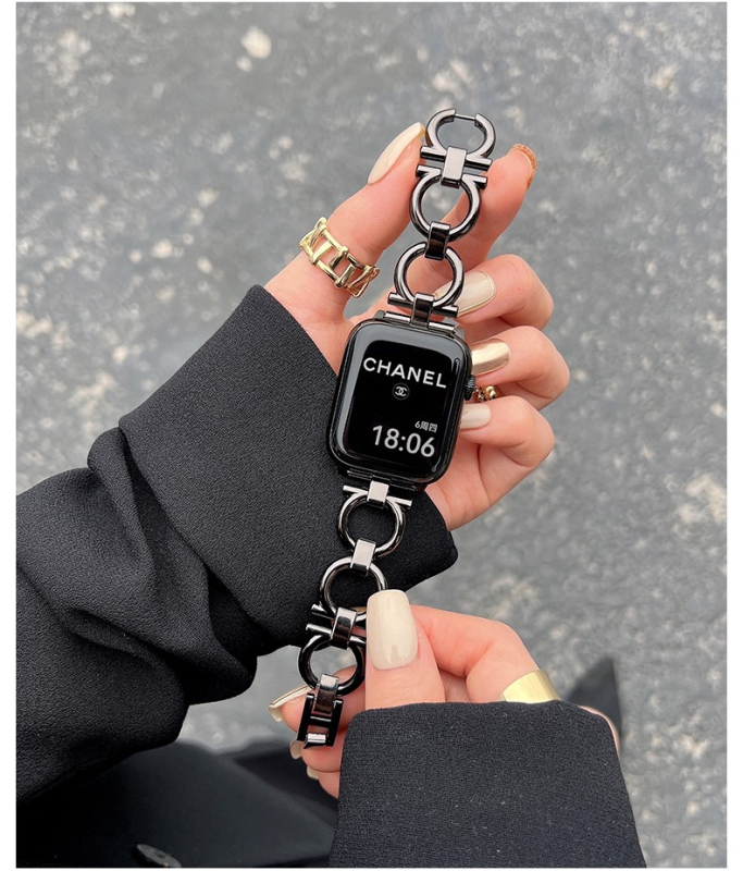 Brățară din lanț metalic pentru Apple Watch Series 8/9 Ultra și iWatch SE S765 – lansată în 2023, ambalaj OPP, stil fashion