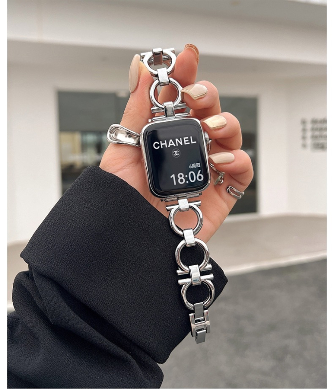 Brățară din lanț metalic pentru Apple Watch Series 8/9 Ultra și iWatch SE S765 – lansată în 2023, ambalaj OPP, stil fashion