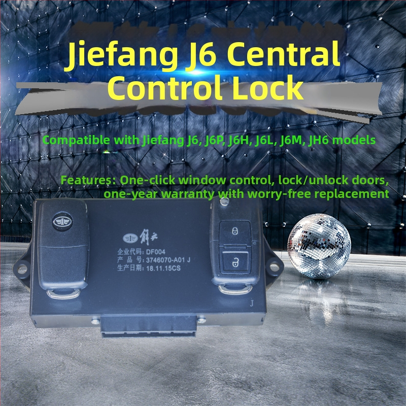 Centra aizslēgšanas sistēma ar tālvadību un centrālo kontroles kastīti J6/J6P/Jh6/J6L modeļiem — atslēgu konfigurācijas: 2 saliekamie tālvadības pultis + centrālā kārba; 2 apaļas tālvadības pultis + centrālā kārba; 2 saliekamie + centrālā kārba; saliekamā 