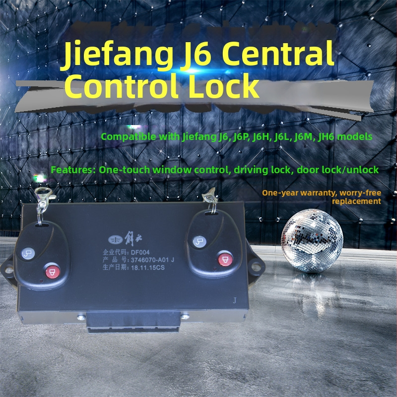 Centra aizslēgšanas sistēma ar tālvadību un centrālo kontroles kastīti J6/J6P/Jh6/J6L modeļiem — atslēgu konfigurācijas: 2 saliekamie tālvadības pultis + centrālā kārba; 2 apaļas tālvadības pultis + centrālā kārba; 2 saliekamie + centrālā kārba; saliekamā 