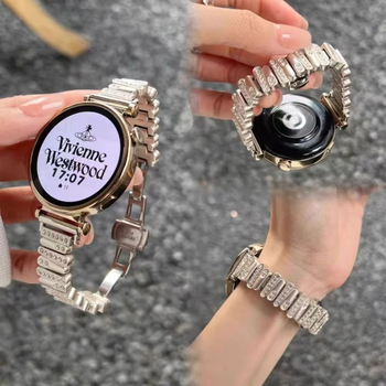 Brățară metalică pentru smartwatch cu încuietoare tip fluture neregulată, cu diamante, compatibilă cu Huawei GT5432, Fit4, Xiaomi 89Pro și Apple S10