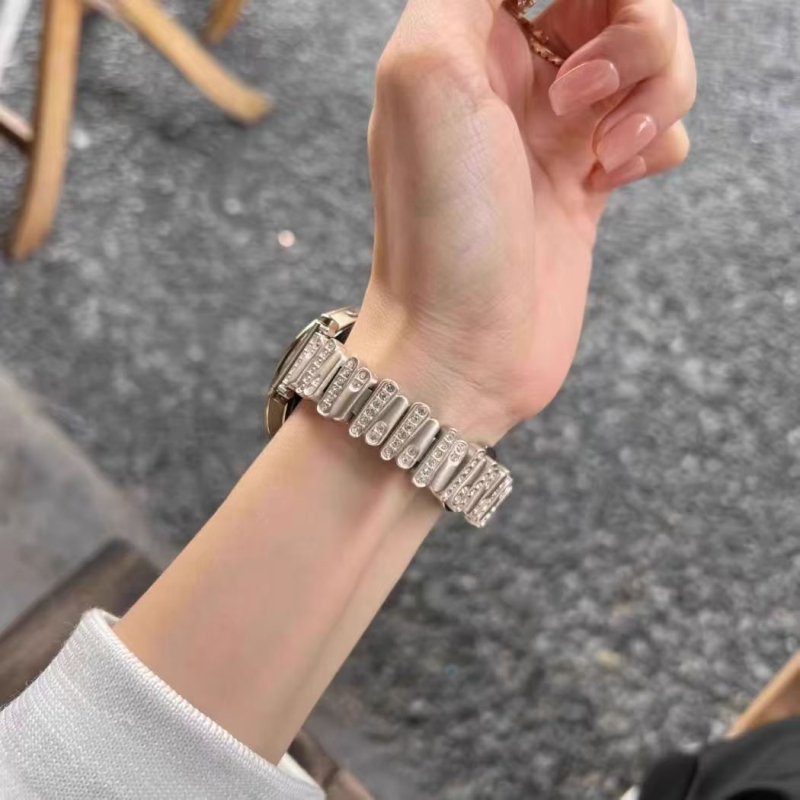 Brățară metalică pentru smartwatch cu încuietoare tip fluture neregulată, cu diamante, compatibilă cu Huawei GT5432, Fit4, Xiaomi 89Pro și Apple S10