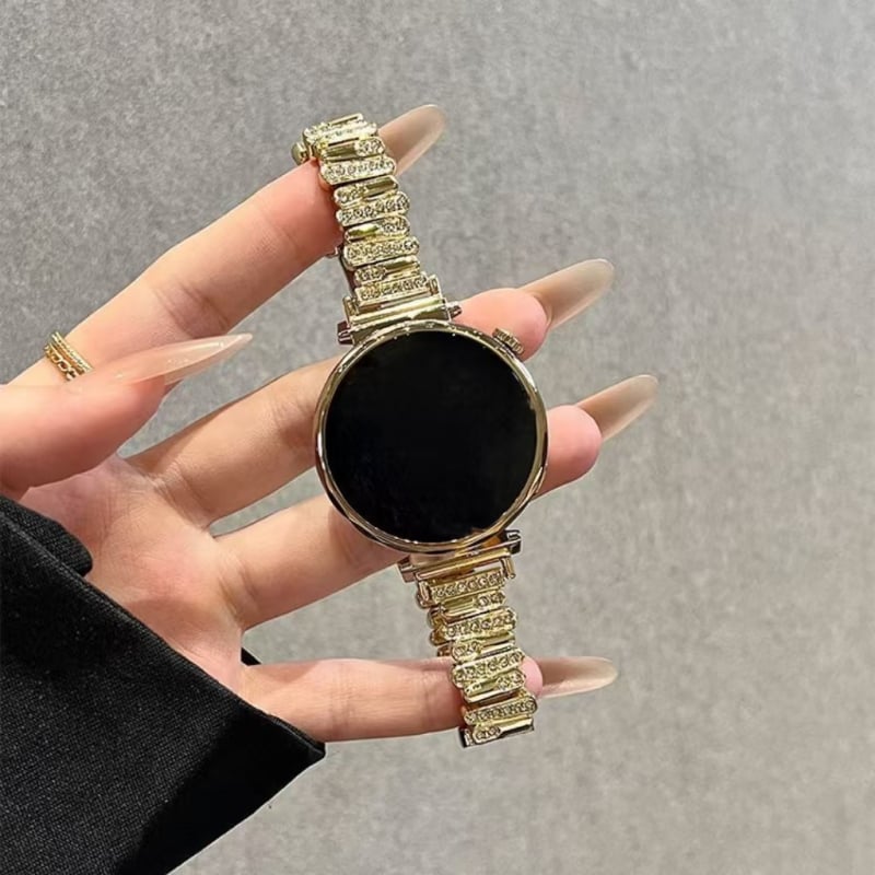 Brățară metalică pentru smartwatch cu încuietoare tip fluture neregulată, cu diamante, compatibilă cu Huawei GT5432, Fit4, Xiaomi 89Pro și Apple S10