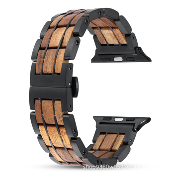 Λωρίδα Apple Watch από ξύλο καρυδιάς και ανοξείδωτο ατσάλι, μοντέρνα, συμβατή με Apple Watch Ultra