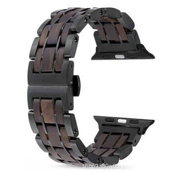 Λωρίδα Apple Watch από ξύλο καρυδιάς και ανοξείδωτο ατσάλι, μοντέρνα, συμβατή με Apple Watch Ultra