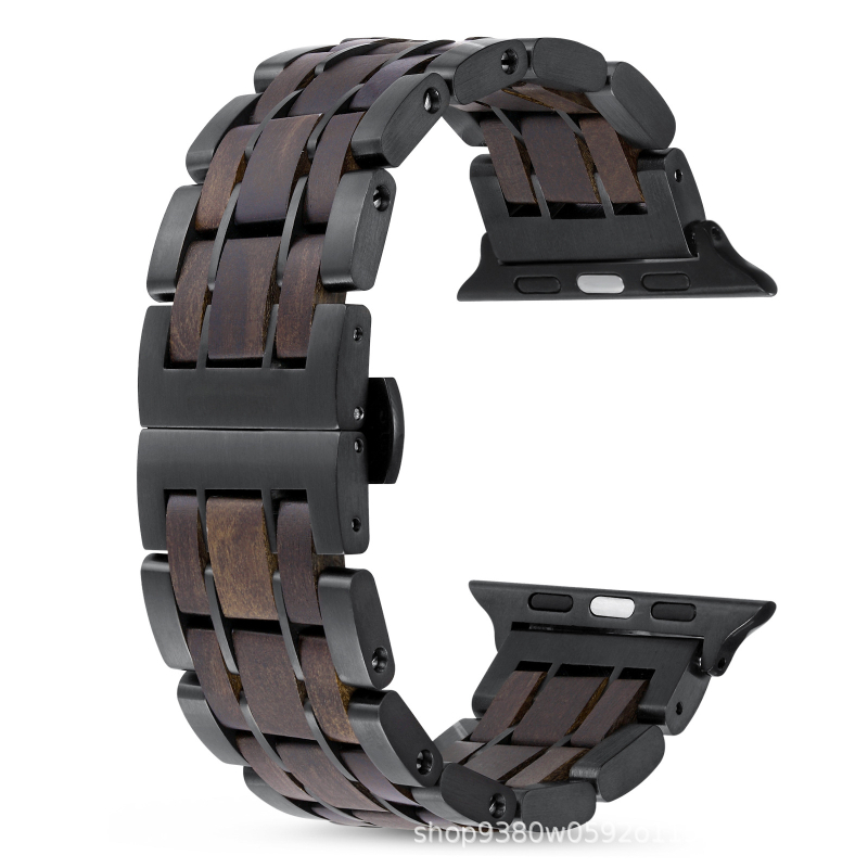 Λωρίδα Apple Watch από ξύλο καρυδιάς και ανοξείδωτο ατσάλι, μοντέρνα, συμβατή με Apple Watch Ultra