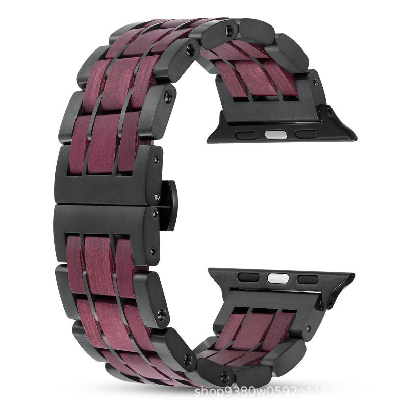 Λωρίδα Apple Watch από ξύλο καρυδιάς και ανοξείδωτο ατσάλι, μοντέρνα, συμβατή με Apple Watch Ultra