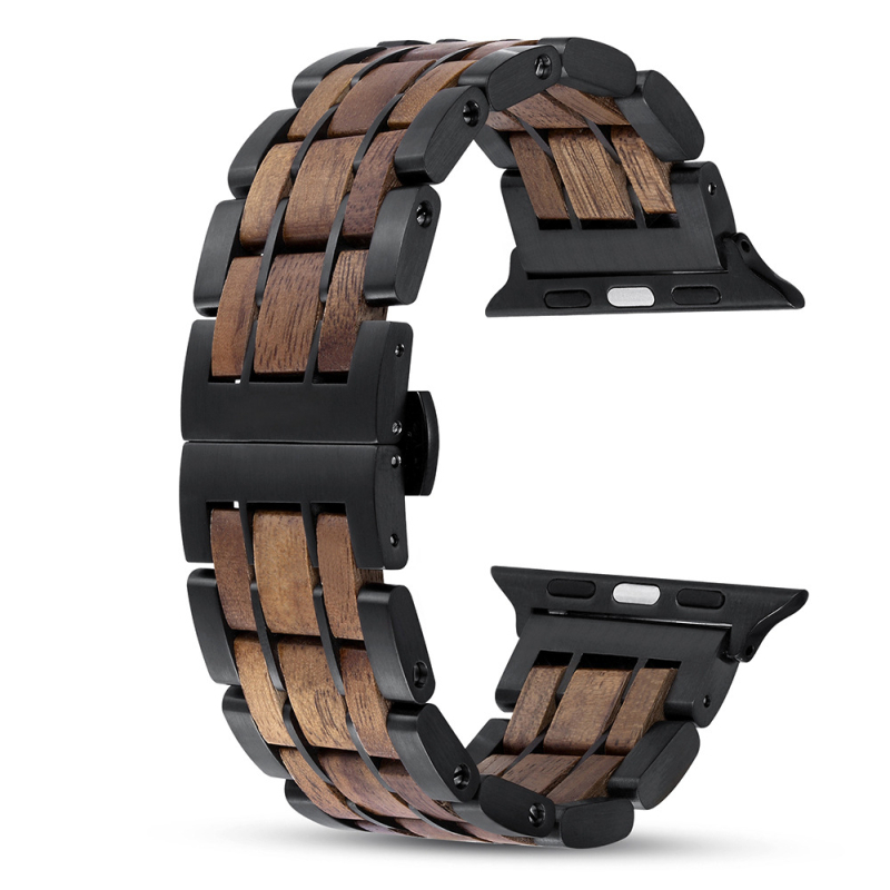 Λωρίδα Apple Watch από ξύλο καρυδιάς και ανοξείδωτο ατσάλι, μοντέρνα, συμβατή με Apple Watch Ultra