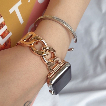 Μεταλλικό λουρί Apple Watch - μονής σειράς αλυσίδα, κούμπωμα με snap button, συμβατό με Apple Watch Series 6/7/8, λανσαρίστηκε το 2021