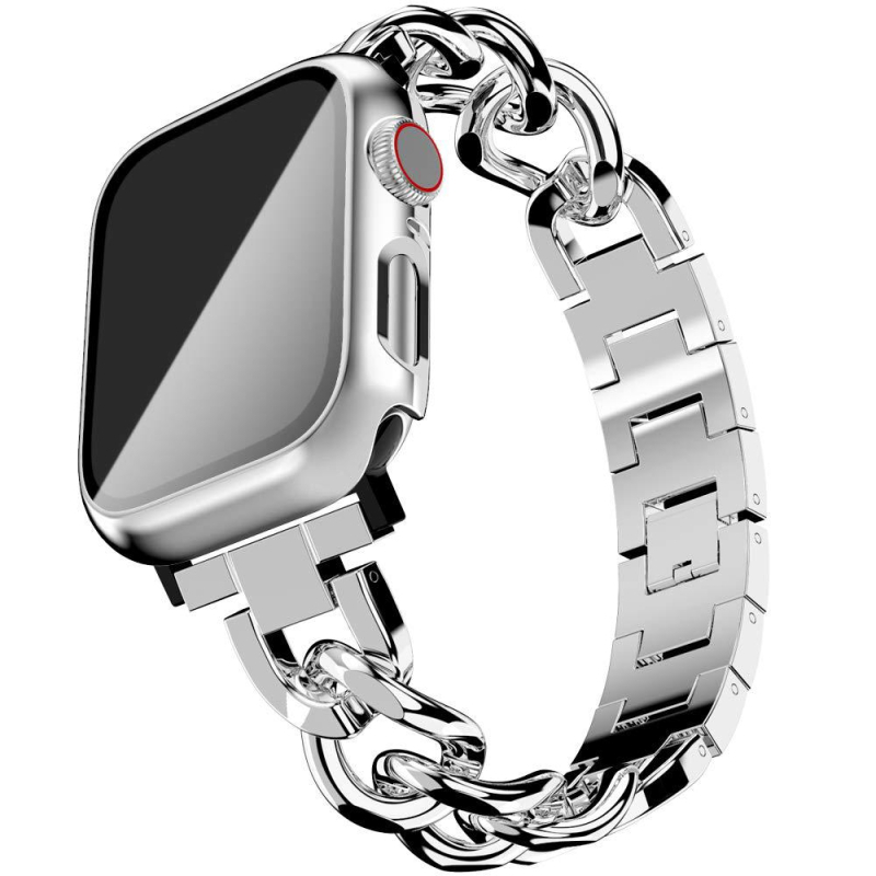 Μεταλλικό λουρί Apple Watch - μονής σειράς αλυσίδα, κούμπωμα με snap button, συμβατό με Apple Watch Series 6/7/8, λανσαρίστηκε το 2021