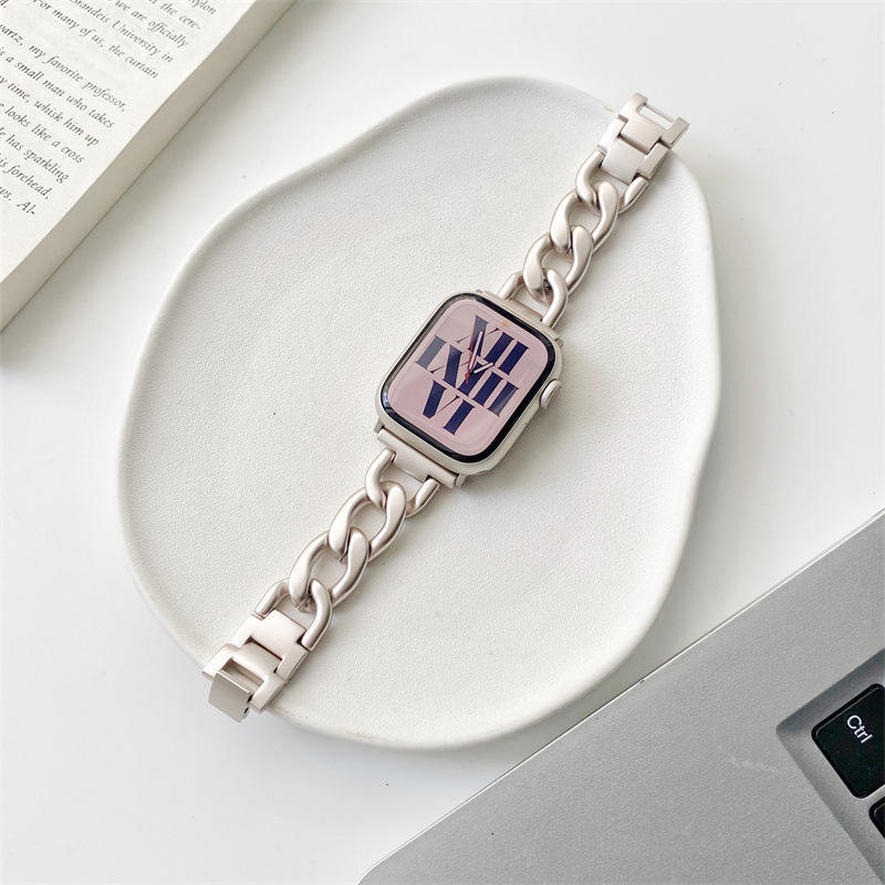 Μεταλλικό λουρί Apple Watch - μονής σειράς αλυσίδα, κούμπωμα με snap button, συμβατό με Apple Watch Series 6/7/8, λανσαρίστηκε το 2021