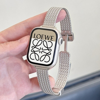 Brățară metalică pentru ceas inteligent, cu închidere magnetică și model cu grâu, compatibilă cu Apple Watch S11, Huawei Band 10 și Xiaomi Band 10