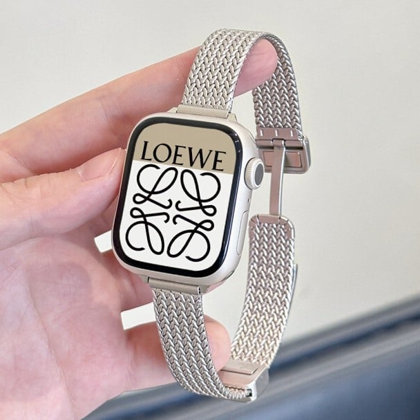 Brățară metalică pentru ceas inteligent, cu închidere magnetică și model cu grâu, compatibilă cu Apple Watch S11, Huawei Band 10 și Xiaomi Band 10