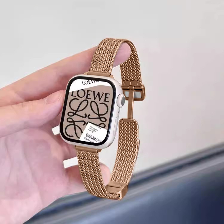 Brățară metalică pentru ceas inteligent, cu închidere magnetică și model cu grâu, compatibilă cu Apple Watch S11, Huawei Band 10 și Xiaomi Band 10