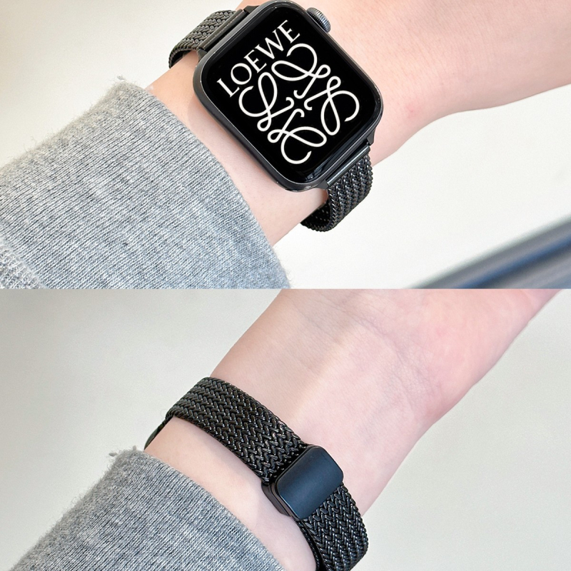 Brățară metalică pentru ceas inteligent, cu închidere magnetică și model cu grâu, compatibilă cu Apple Watch S11, Huawei Band 10 și Xiaomi Band 10