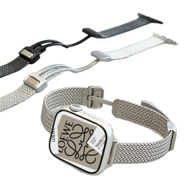 Brățară metalică pentru ceas inteligent, cu închidere magnetică și model cu grâu, compatibilă cu Apple Watch S11, Huawei Band 10 și Xiaomi Band 10