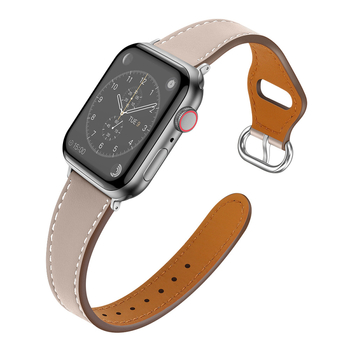 Brățară din piele pentru Apple Watch Series 7, piele naturală de înaltă calitate, design subțire în talie, brand Orange Ming, stil fashion