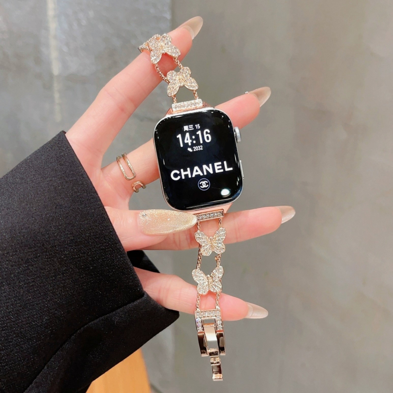 Kovový náramok na hodinky, módny štýl, zapínanie na gombík, kompatibilné s Apple iWatch 10se