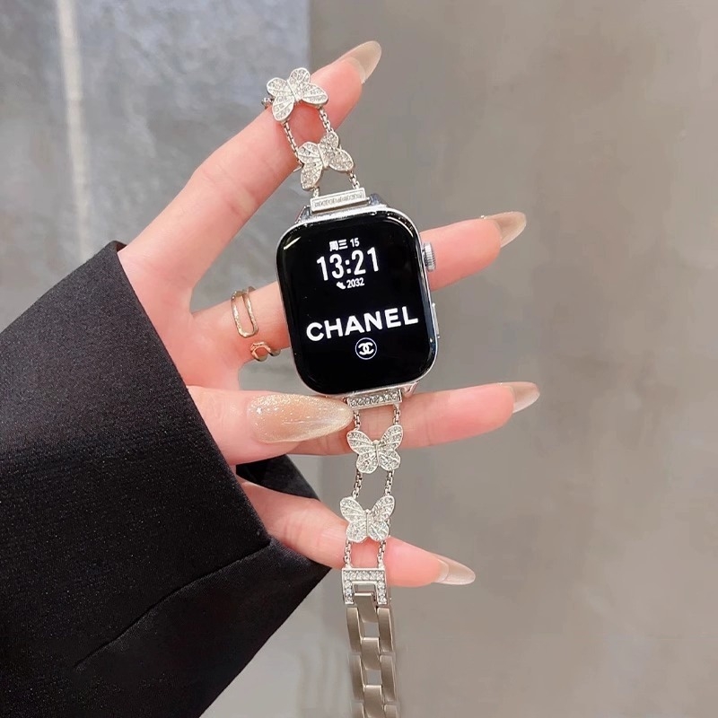 Kovový náramok na hodinky, módny štýl, zapínanie na gombík, kompatibilné s Apple iWatch 10se