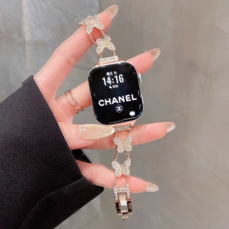 Kovový náramok na hodinky, módny štýl, zapínanie na gombík, kompatibilné s Apple iWatch 10se