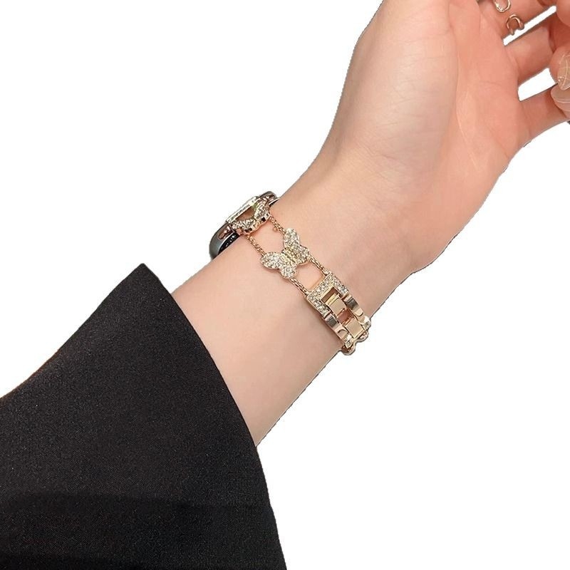 Kovový náramok na hodinky, módny štýl, zapínanie na gombík, kompatibilné s Apple iWatch 10se