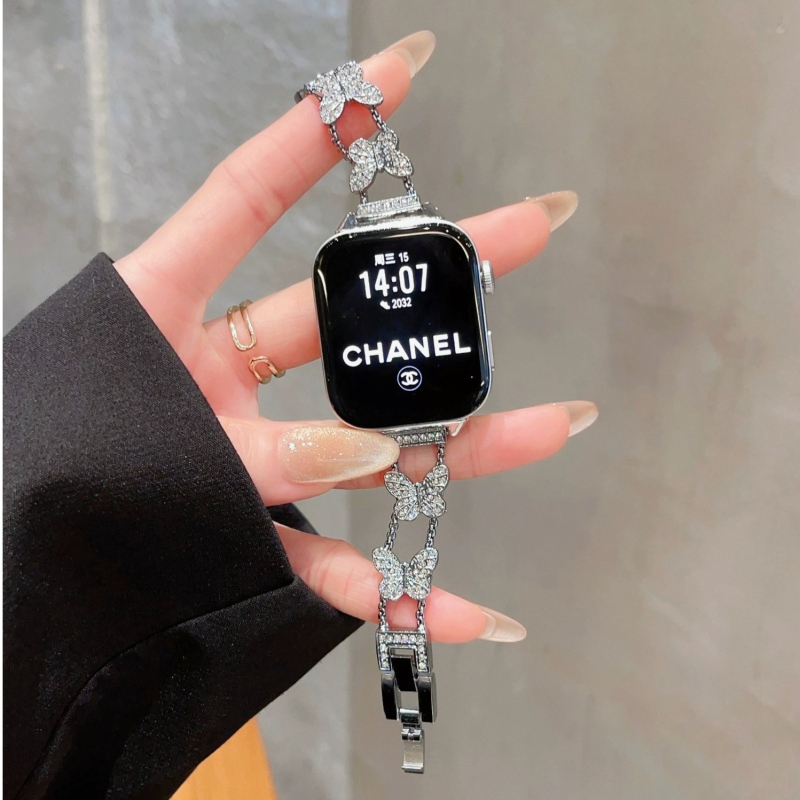 Kovový náramok na hodinky, módny štýl, zapínanie na gombík, kompatibilné s Apple iWatch 10se