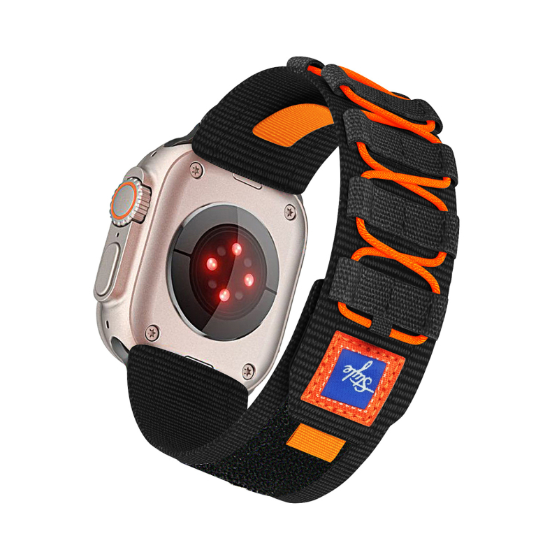 Curea de ceas din nailon împletit cu cataramă Velcro, stil sportiv, dimensiuni personalizabile, compatibilă cu Apple Watch